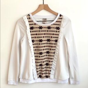 Kate long sleeved ruffle front blouse, Size 36